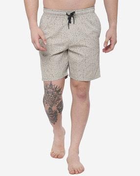 printed flat-front city shorts