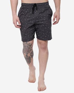 printed flat-front city shorts