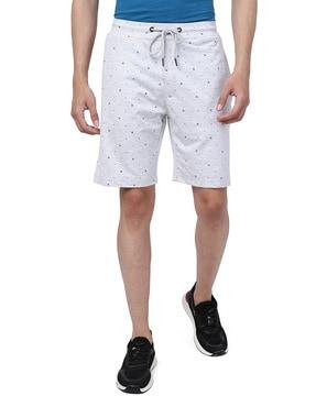 printed flat-front city shorts