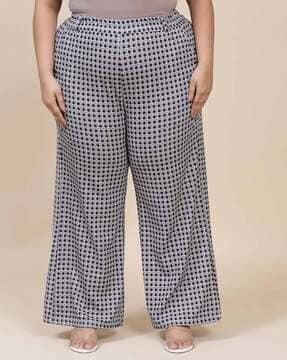 printed flat front palazzos with insert pockets