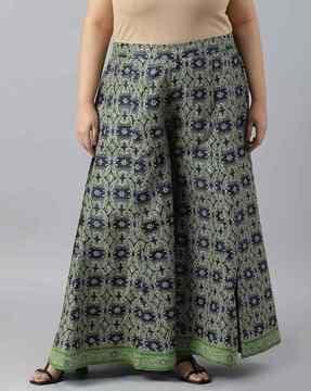 printed flat-front palazzos