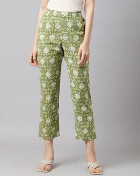 printed flat-front pant with side pockets