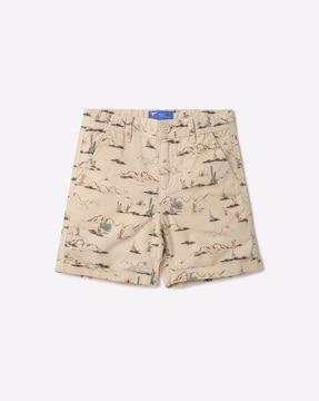 printed flat-front shorts