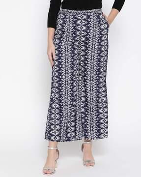 printed flat-front trousers