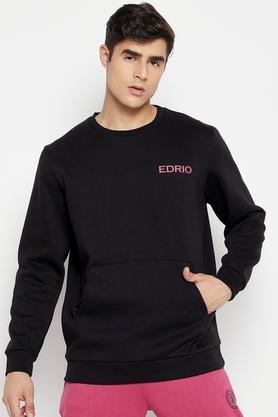 printed fleece regular fit men's sweatshirt - black