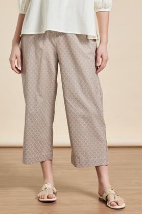 printed flex regular fit women's palazzo - grey