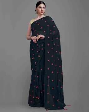 printed floral saree with blouse piece