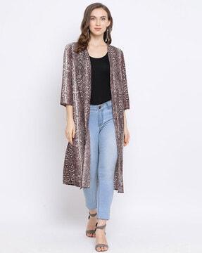 printed front-open shrug