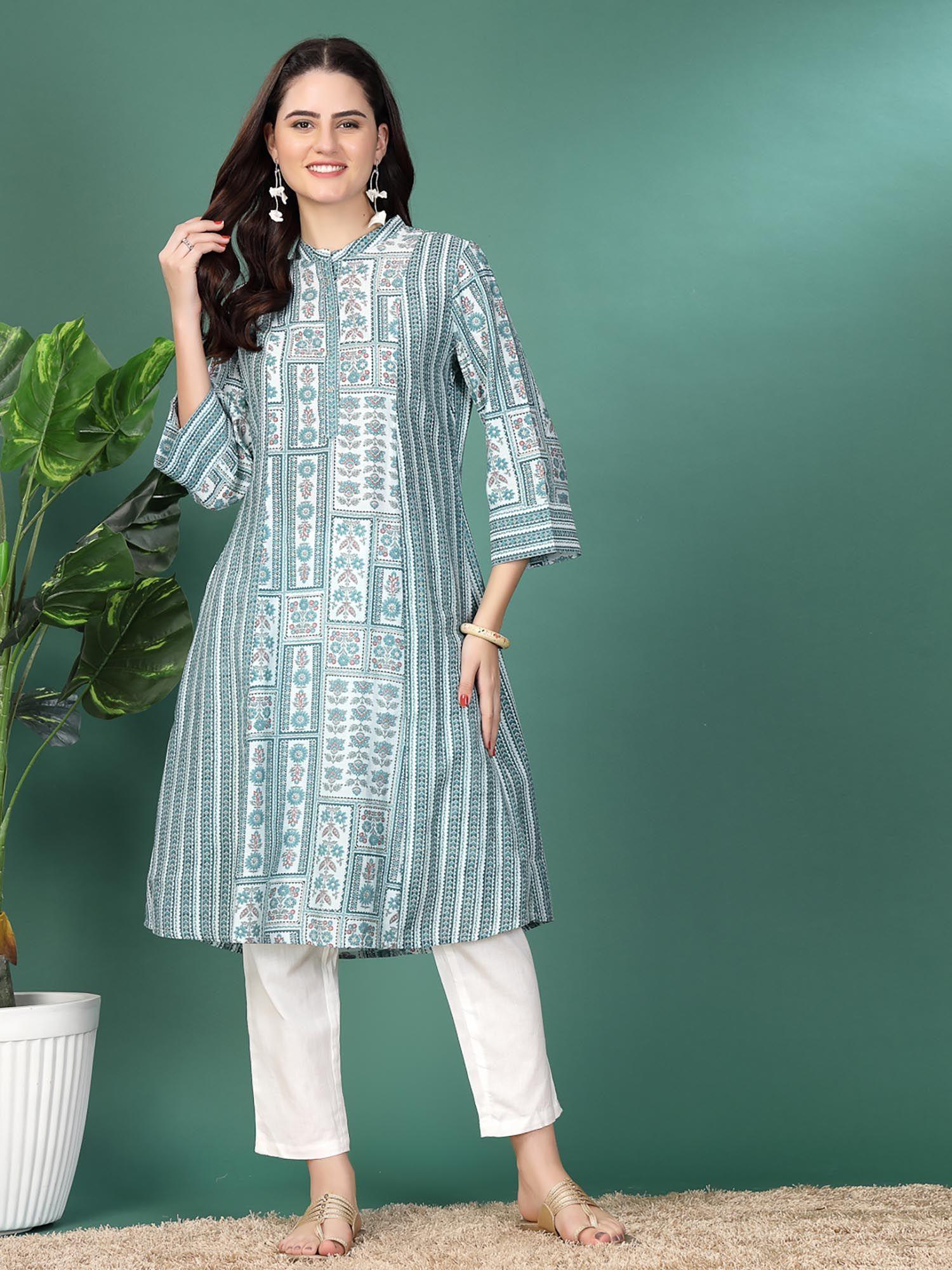 printed front placket kurti