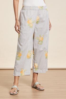 printed full length casual wear palazzo - off white
