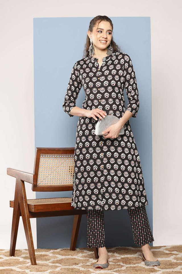 printed full length cotton knitted womens kurta set