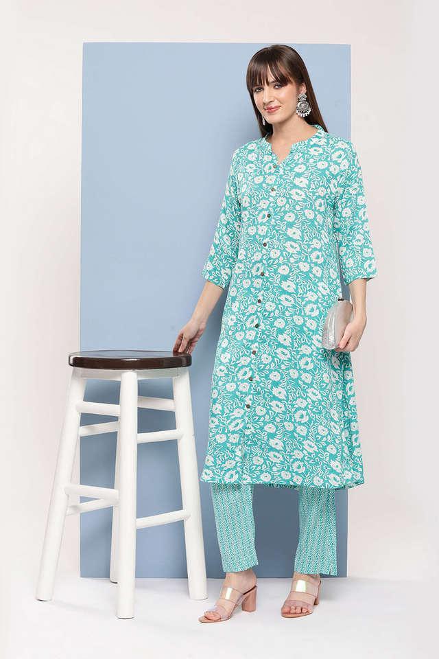 printed full length cotton knitted womens kurta set