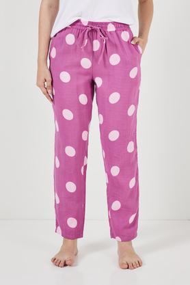 printed full length cotton women's pyjamas - mauve