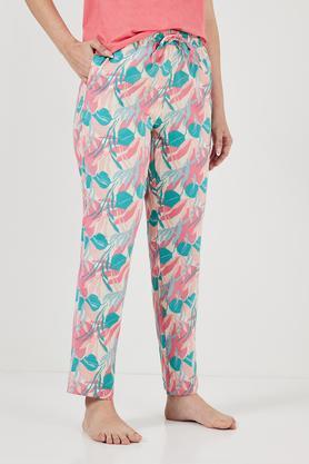 printed full length cotton women's pyjamas - multi