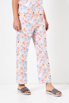 printed full length polyester women's pyjamas - multi