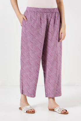 printed full length viscose blend women's palazzo - lavender