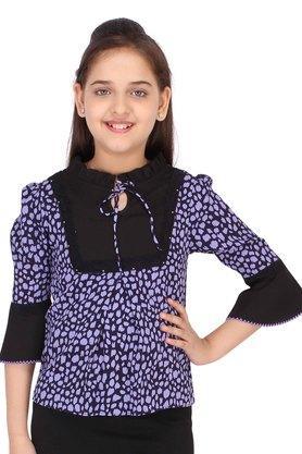 printed georgette printed girls top - purple