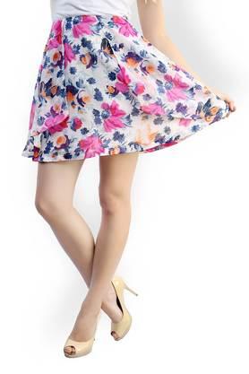 printed georgette regular fit women's casual skirt - multi