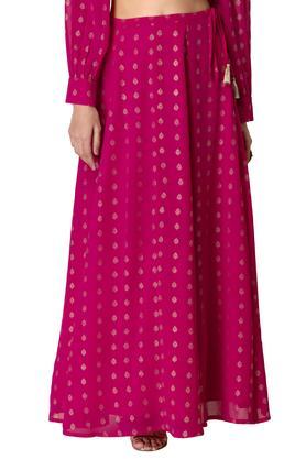 printed georgette regular fit women's fushion wear skirt - pink