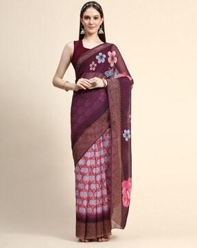 printed georgette saree with blouse piece