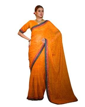 printed georgette saree with lace border