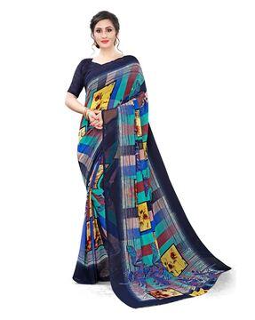 printed georgette sari with unstitched blouse