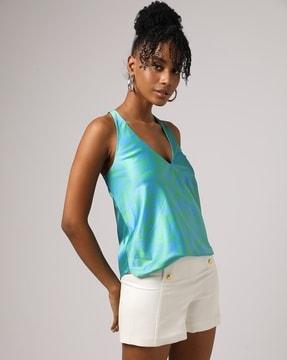 printed halter-neck wrap top