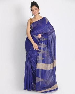 printed handloom saree with tassel