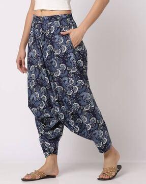 printed harem pants with insert pockets