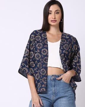 printed high-low shrug