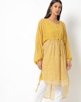 printed high-low straight tunic with inner