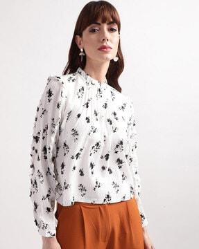 printed high-neck top