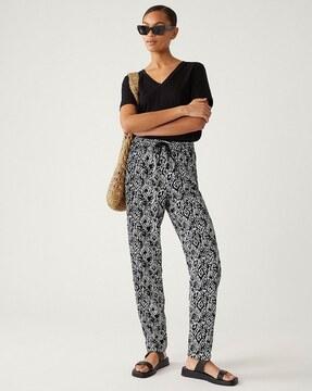 printed high-rise tapered fit pants