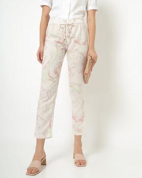 printed high-rise trousers