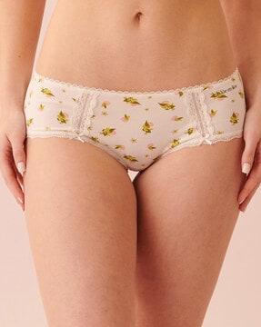 printed hipster panties with bow trim