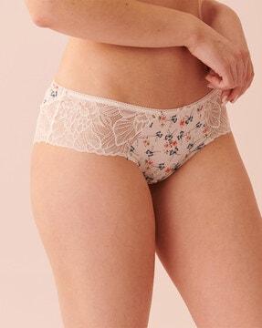 printed hipster panties with bow trim