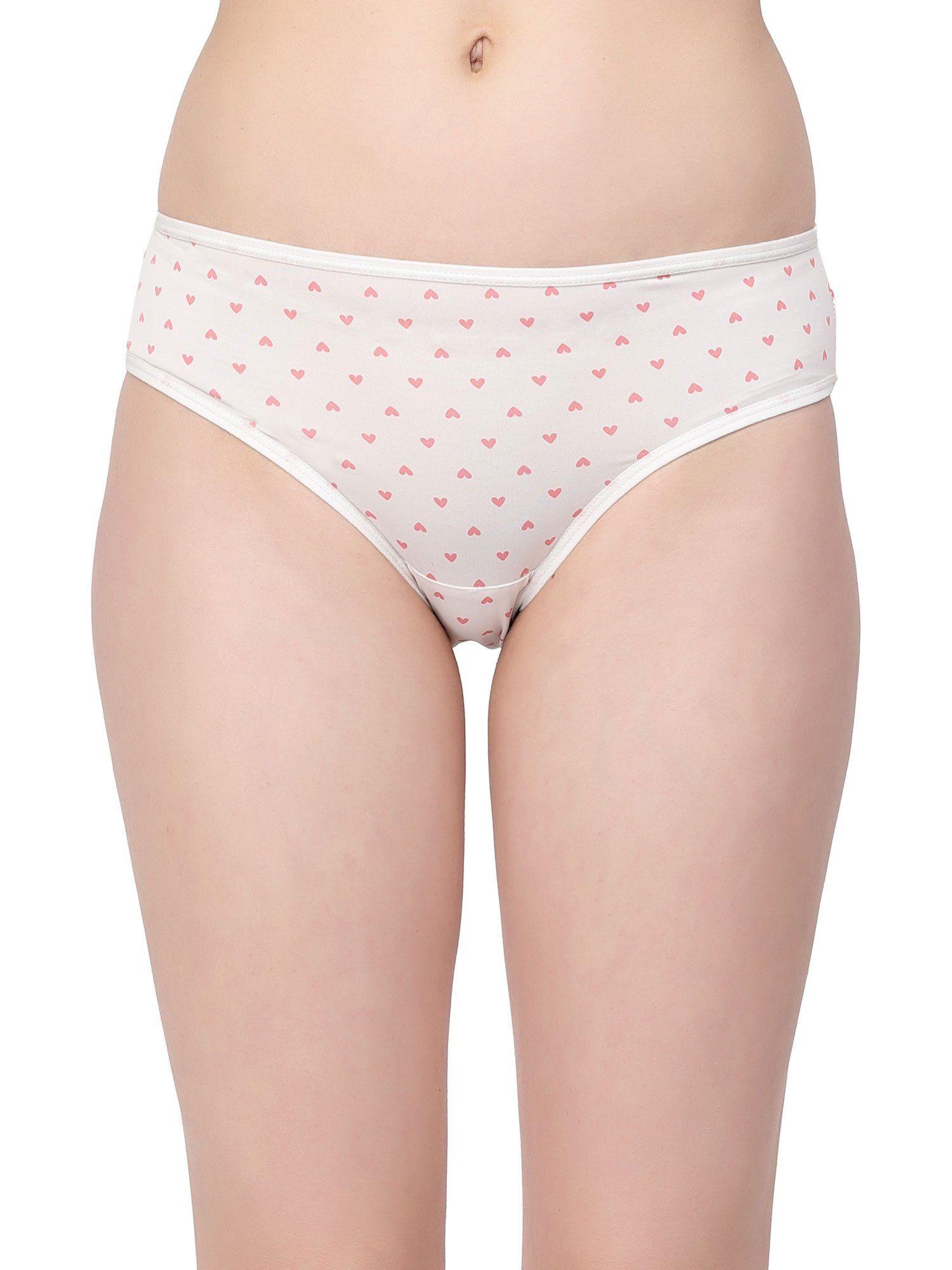 printed hipster panty - white