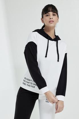 printed hood cotton women's sweatshirts - black