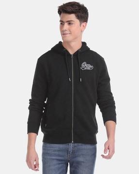 printed hooded pullover with branding