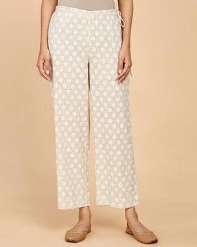 printed ijar pants with elasticated drawstring waist