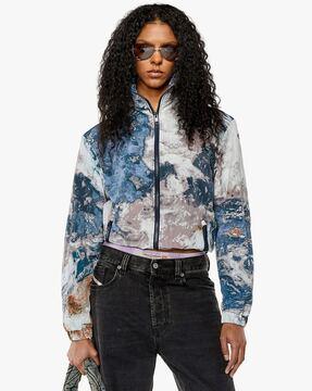 printed jacket with detachable hoodie