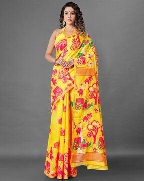 printed jamdani silk saree