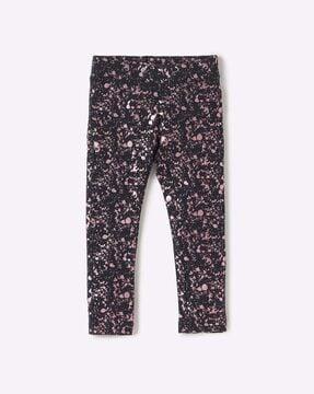 printed jeggings with elasticated waist