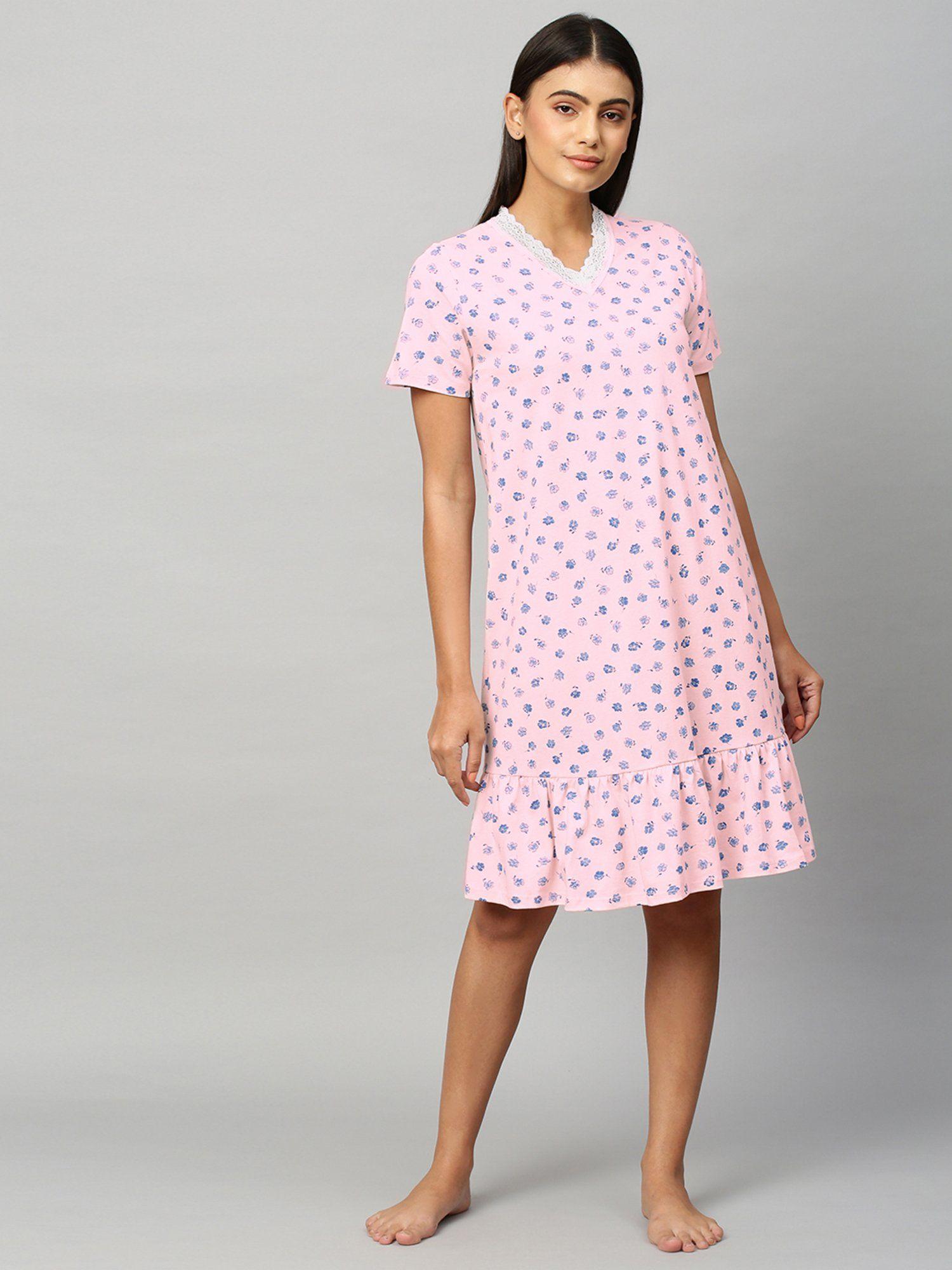 printed jersey nightdress -pink pink