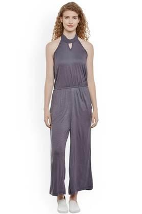 printed jersey regular fit women's jumpsuit - grey