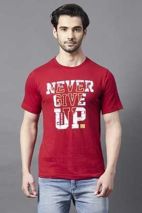 printed jersey round neck men's t-shirt - red