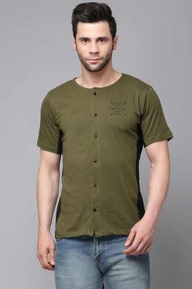 printed jersey slim fit men's t-shirt - olive