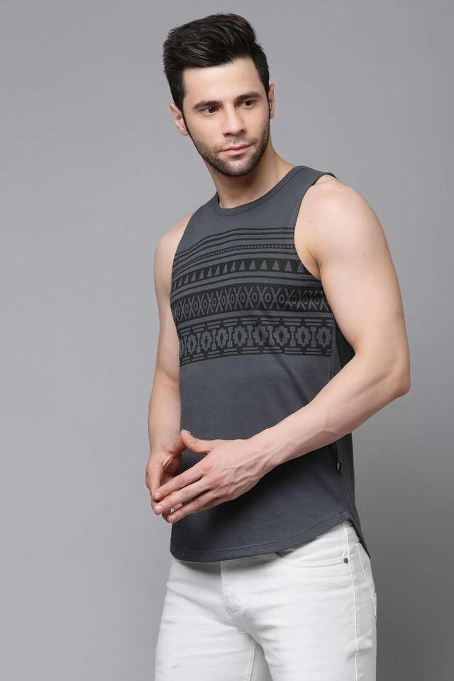 printed jersey slim fit mens vest