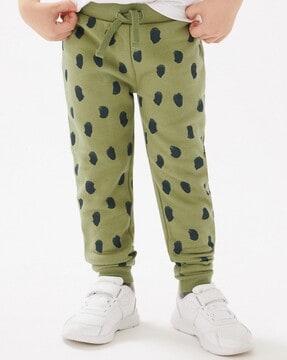 printed joggers with drawstring closure