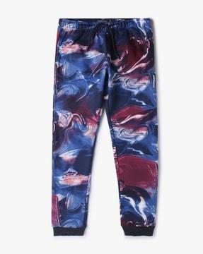 printed joggers with drawstring waist